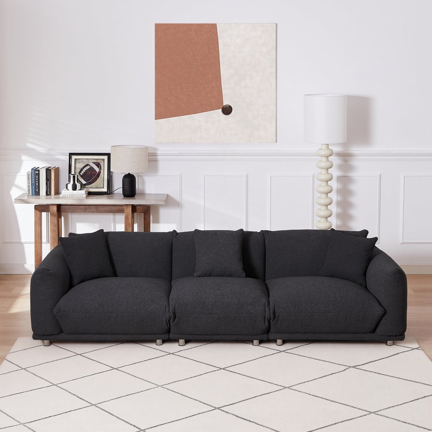 Modern 111 Oversized 3-seater Sofa with Metal Legs and Solid Wood Frame for Living Room