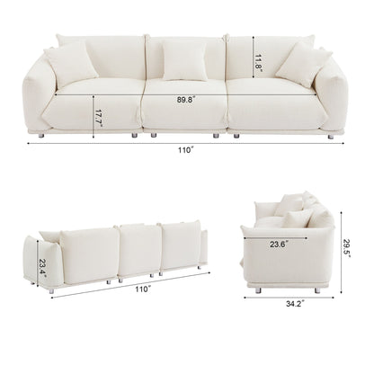 Modern 111 Oversized 3-seater Sofa with Metal Legs and Solid Wood Frame for Living Room