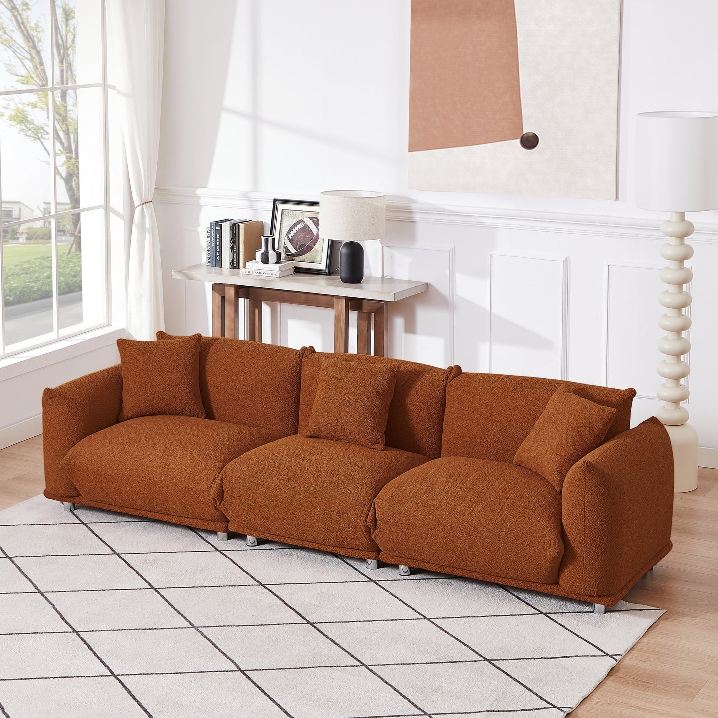 Modern 111 Oversized 3-seater Sofa with Metal Legs and Solid Wood Frame for Living Room