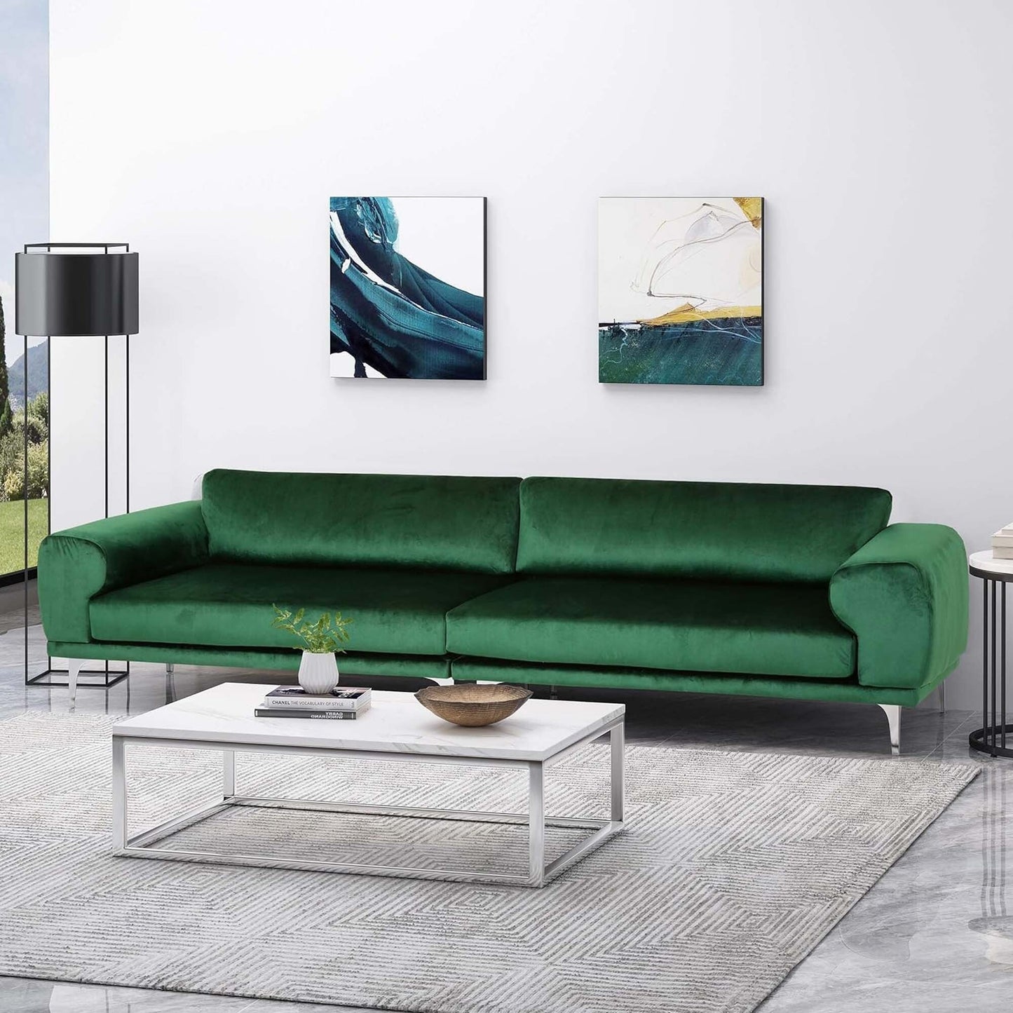 Modern 111 Velvet 4 Seat Sofa with Metal Legs and Sturdy Wood Framefor Living Room