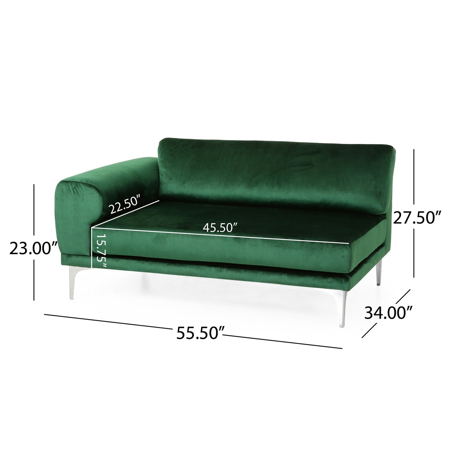 Modern 111 Velvet 4 Seat Sofa with Metal Legs and Sturdy Wood Framefor Living Room