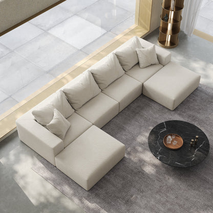 Modern 162-Inch Modular L-Shaped Sectional Sofa Set Free Combination Sofa Couch with 6 Pillows for Living Room Bedroom