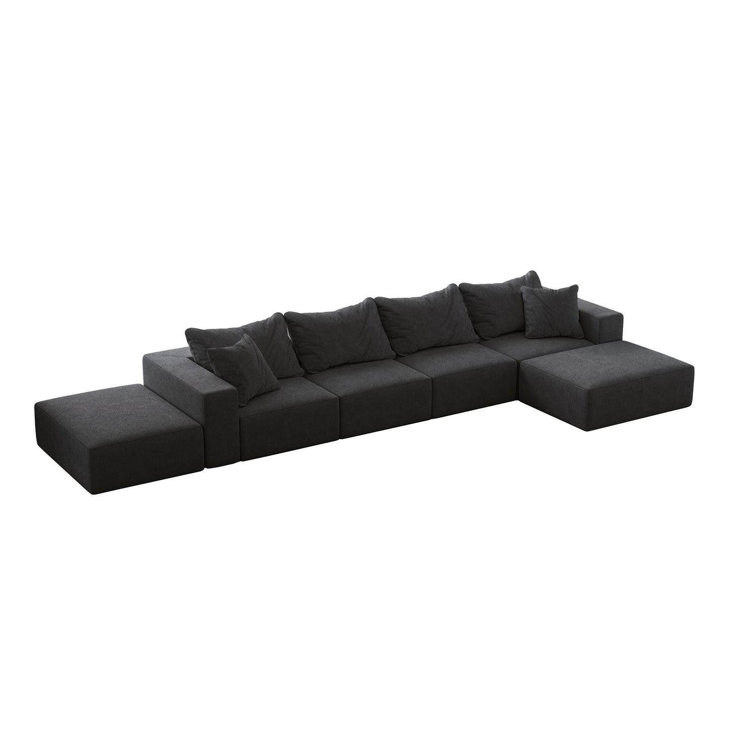 Modern 162-Inch Modular L-Shaped Sectional Sofa Set Free Combination Sofa Couch with 6 Pillows for Living Room Bedroom