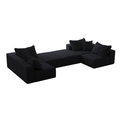 Modern 162-Inch Modular L-Shaped Sectional Sofa Set Free Combination Sofa Couch with 6 Pillows for Living Room Bedroom