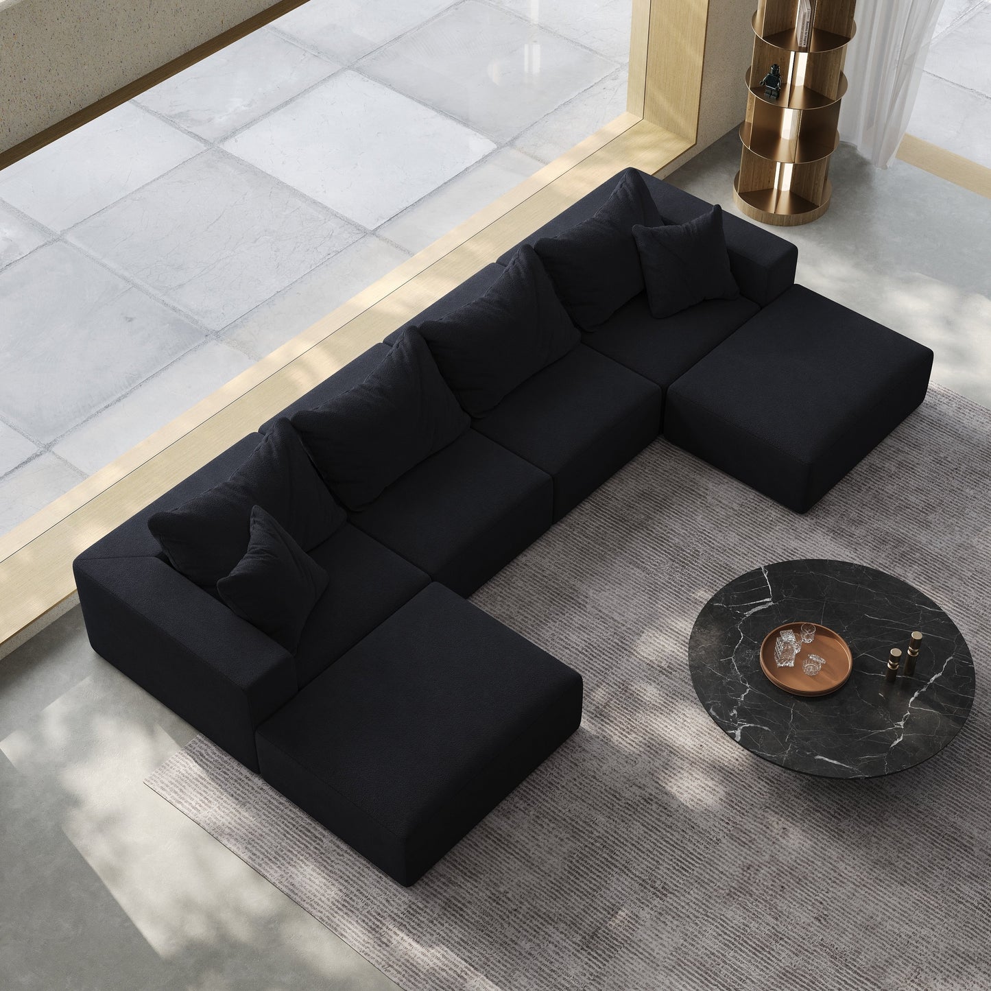 Modern 162-Inch Modular L-Shaped Sectional Sofa Set Free Combination Sofa Couch with 6 Pillows for Living Room Bedroom