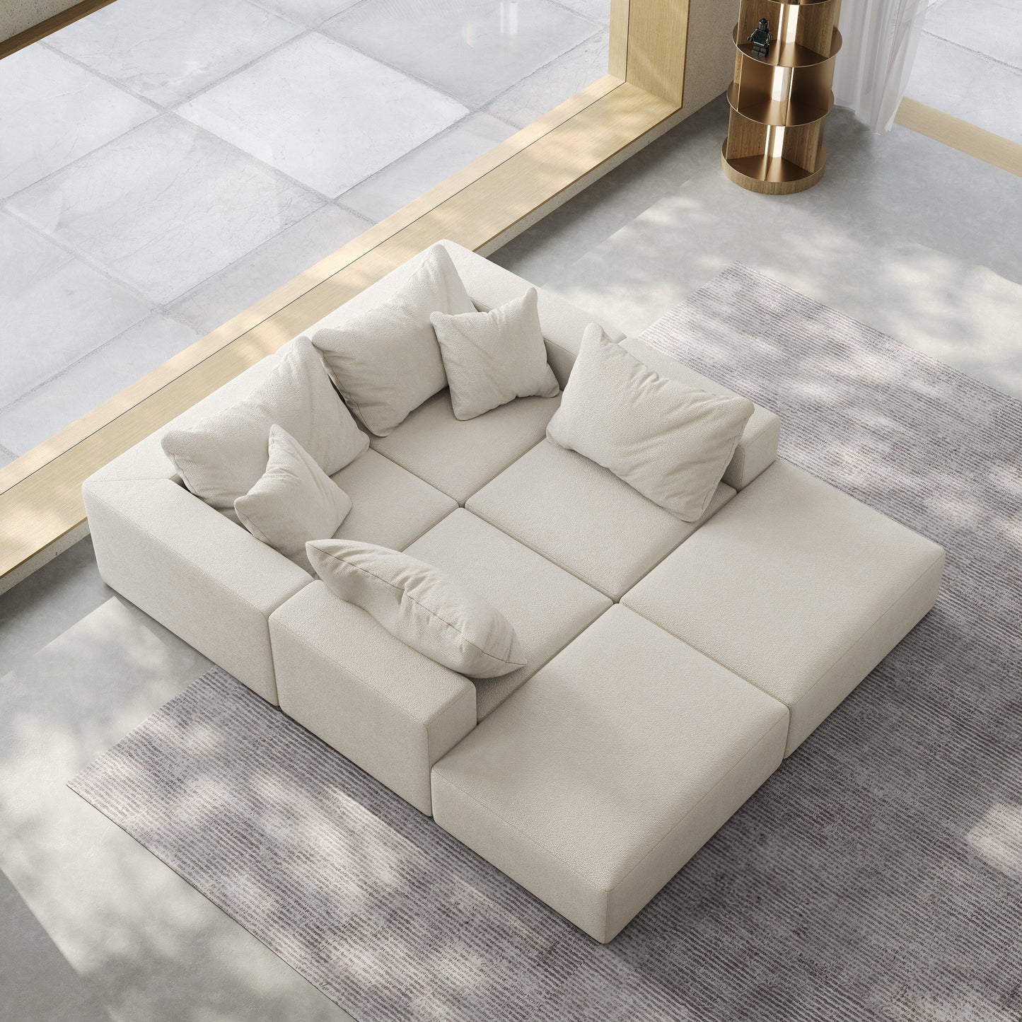 Modern 162-Inch Modular L-Shaped Sectional Sofa Set Free Combination Sofa Couch with 6 Pillows for Living Room Bedroom