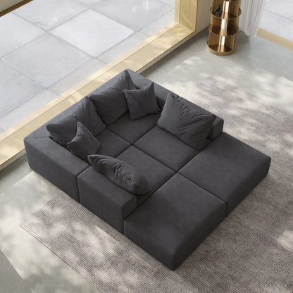 Modern 162-Inch Modular L-Shaped Sectional Sofa Set Free Combination Sofa Couch with 6 Pillows for Living Room Bedroom