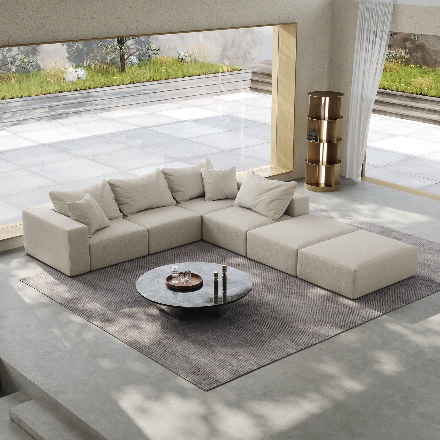 Modern 162-Inch Modular L-Shaped Sectional Sofa Set Free Combination Sofa Couch with 6 Pillows for Living Room Bedroom