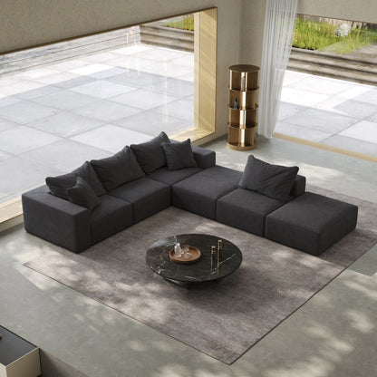 Modern 162-Inch Modular L-Shaped Sectional Sofa Set Free Combination Sofa Couch with 6 Pillows for Living Room Bedroom