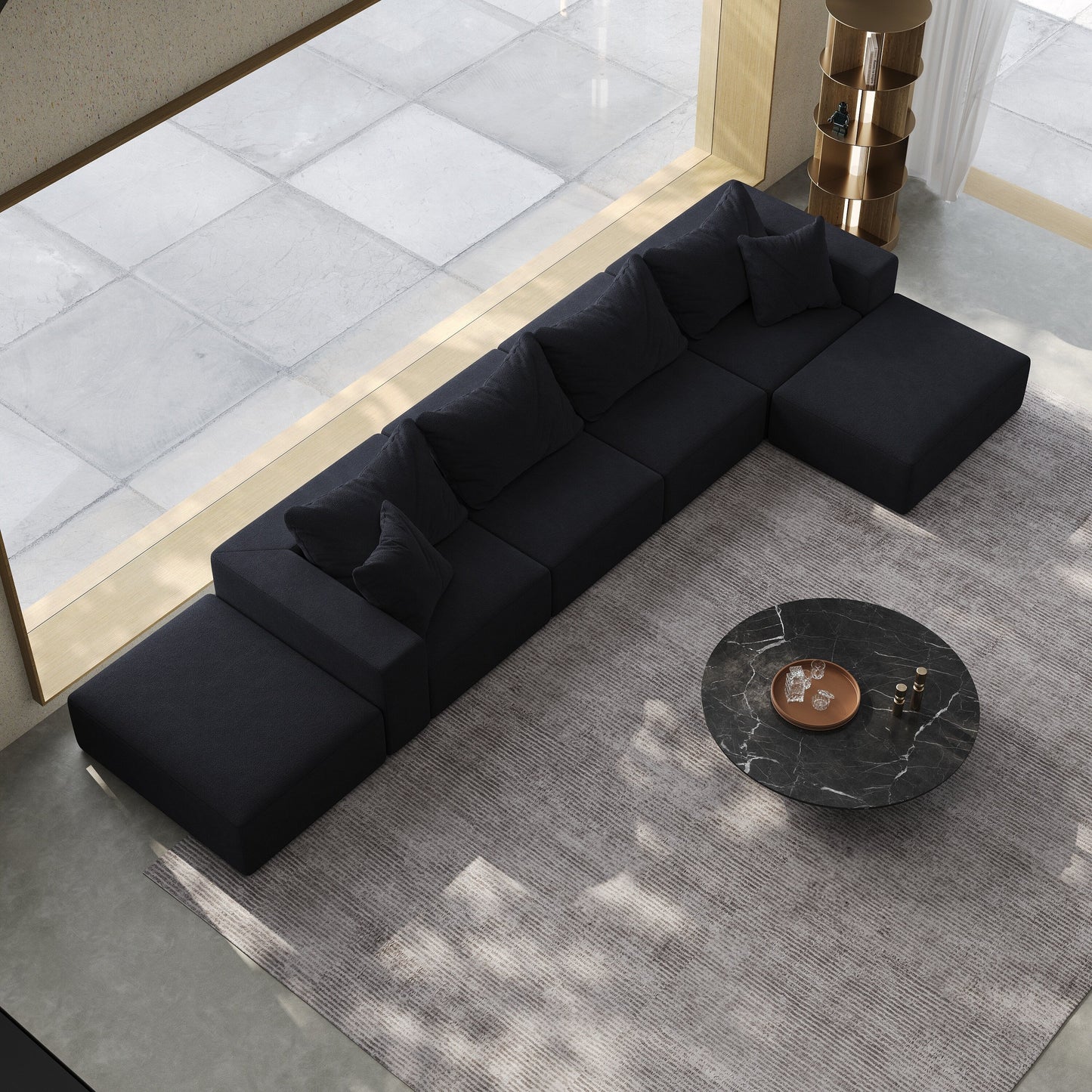 Modern 162-Inch Modular L-Shaped Sectional Sofa Set Free Combination Sofa Couch with 6 Pillows for Living Room Bedroom