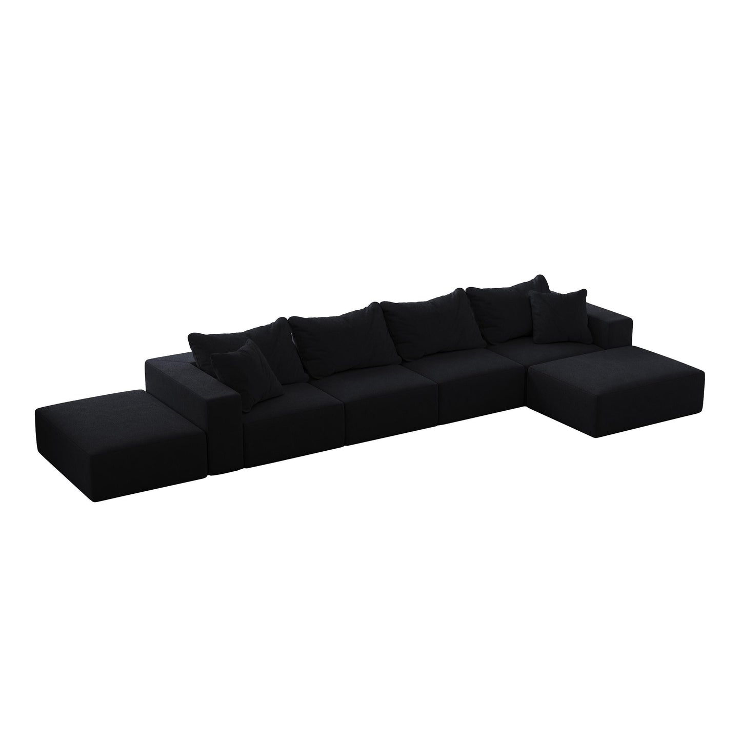 Modern 162-Inch Modular L-Shaped Sectional Sofa Set Free Combination Sofa Couch with 6 Pillows for Living Room Bedroom