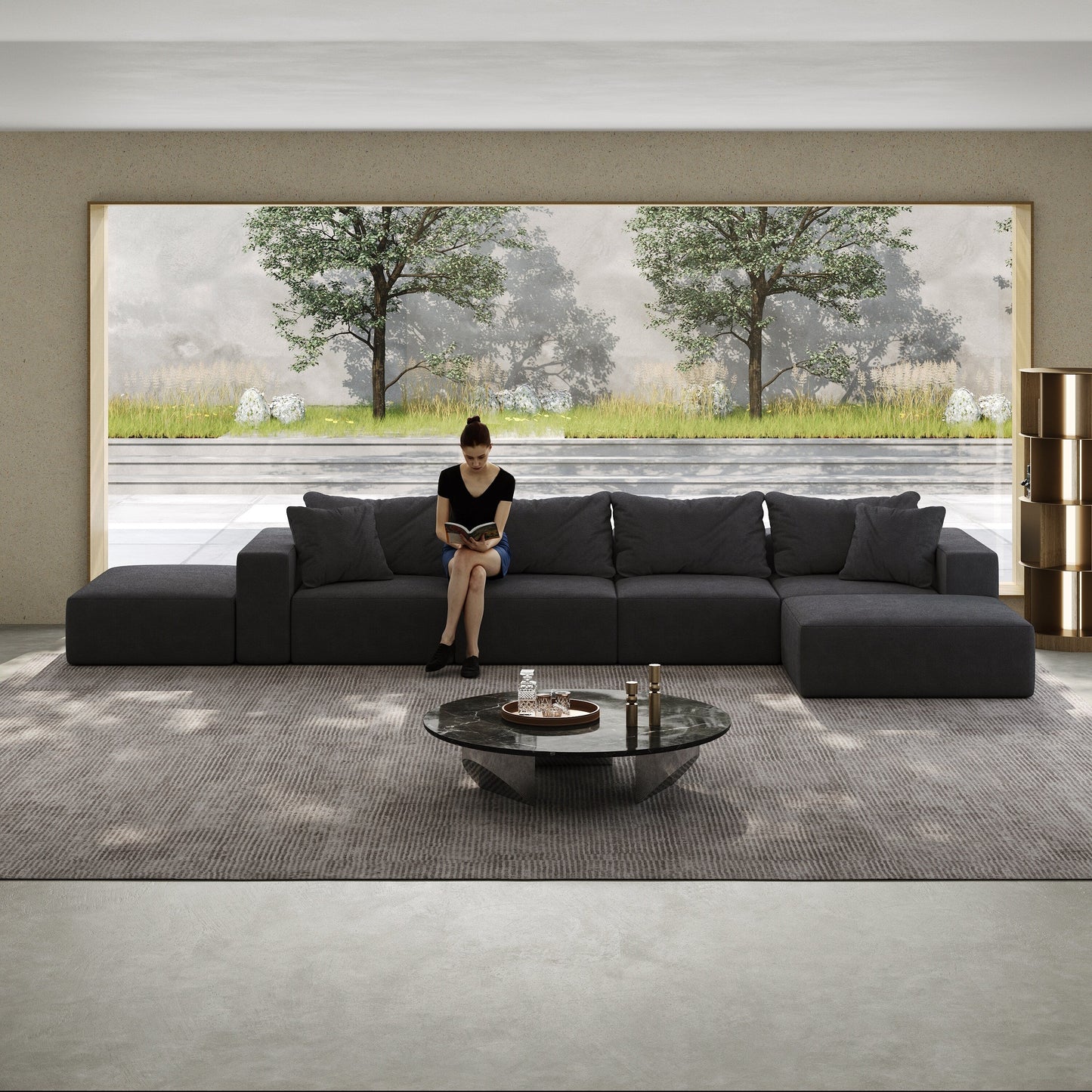 Modern 162-Inch Modular L-Shaped Sectional Sofa Set Free Combination Sofa Couch with 6 Pillows for Living Room Bedroom