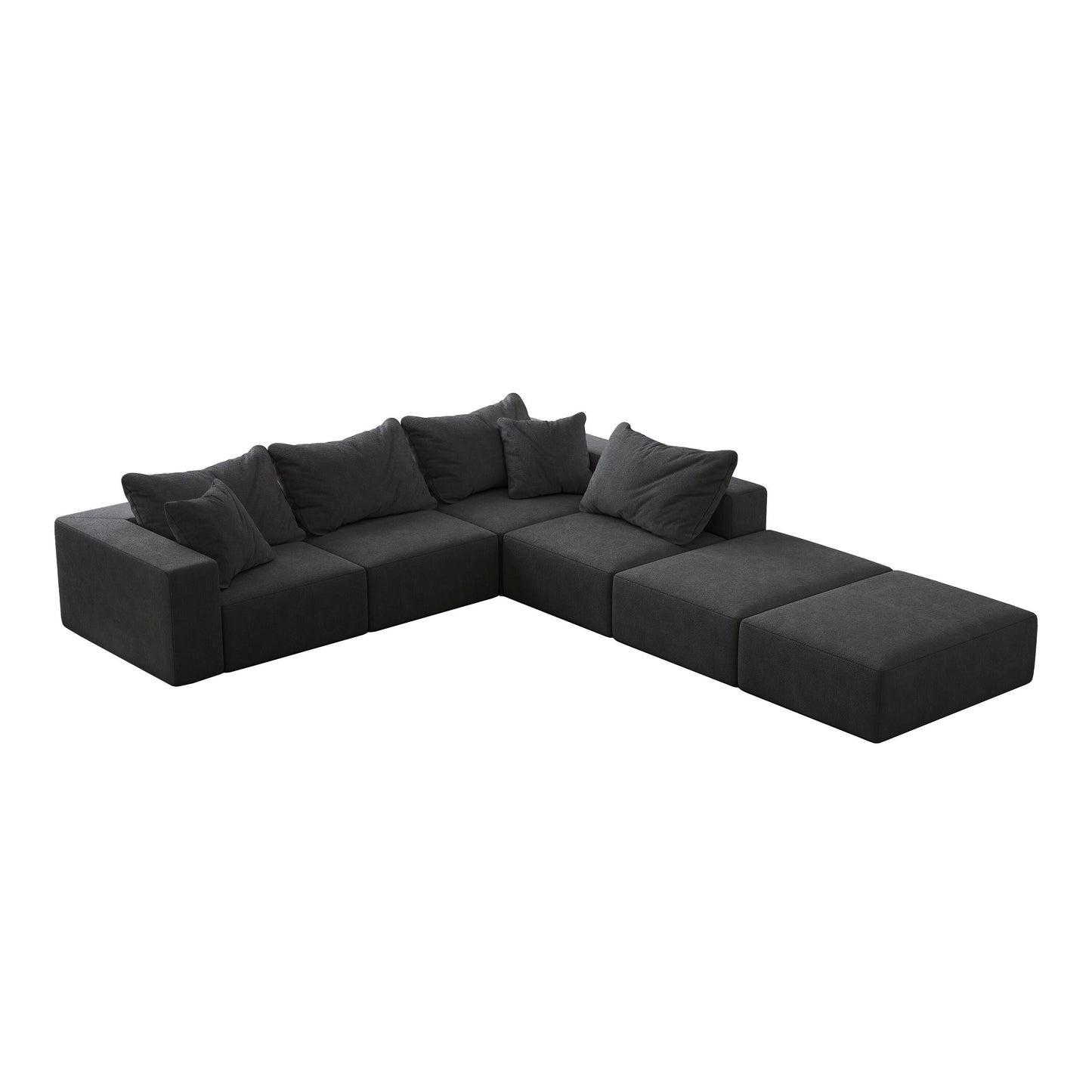 Modern 162-Inch Modular L-Shaped Sectional Sofa Set Free Combination Sofa Couch with 6 Pillows for Living Room Bedroom