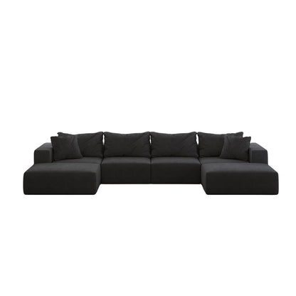 Modern 162-Inch Modular L-Shaped Sectional Sofa Set Free Combination Sofa Couch with 6 Pillows for Living Room Bedroom