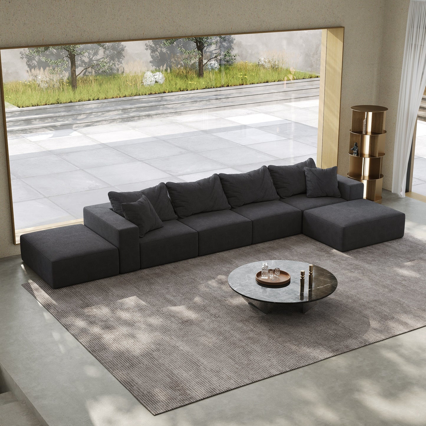 Modern 162-Inch Modular L-Shaped Sectional Sofa Set Free Combination Sofa Couch with 6 Pillows for Living Room Bedroom