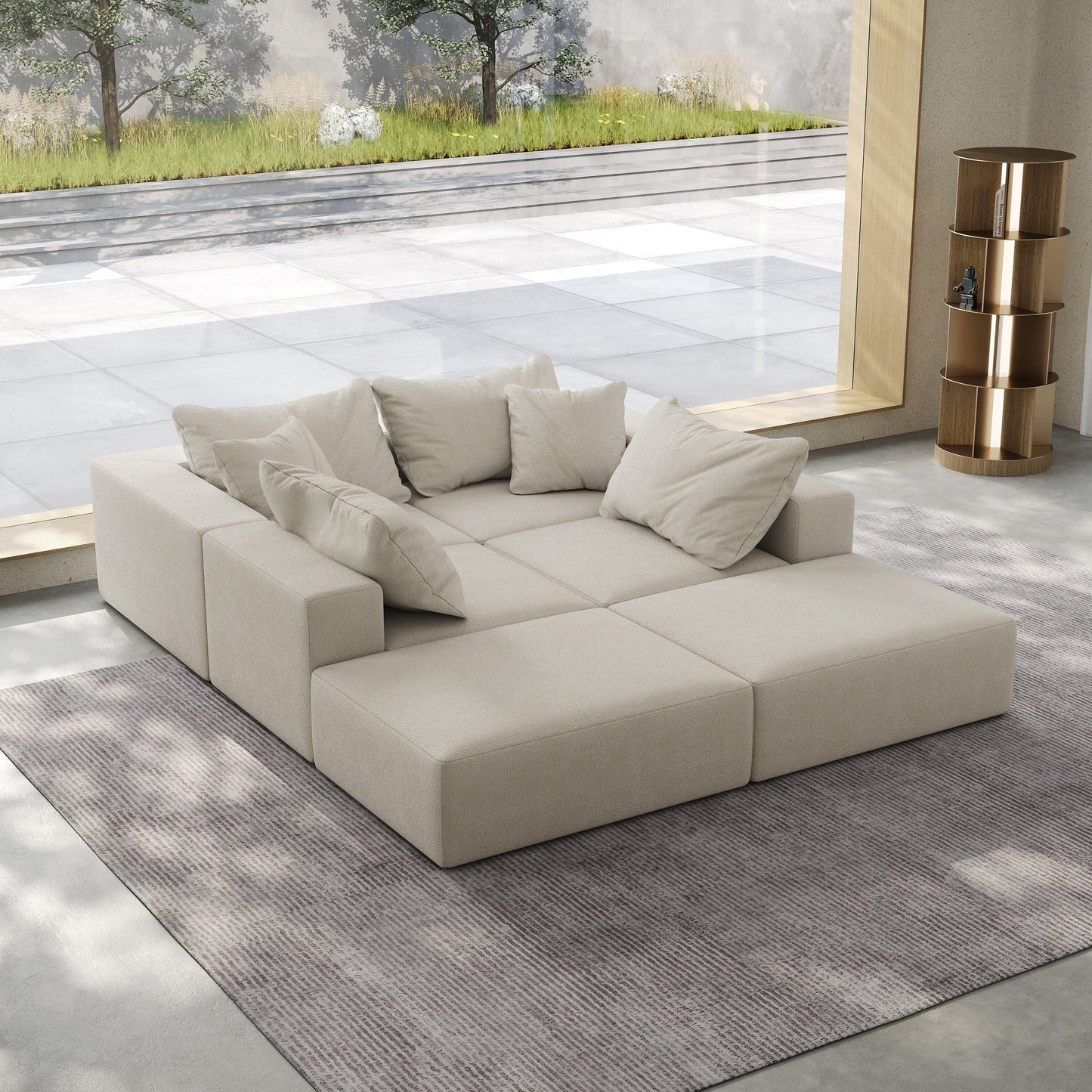 Modern 162-Inch Modular L-Shaped Sectional Sofa Set Free Combination Sofa Couch with 6 Pillows for Living Room Bedroom