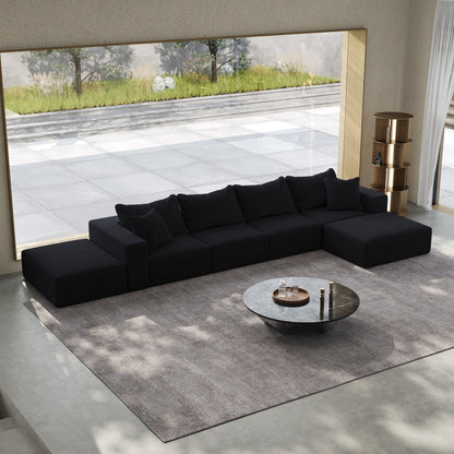 Modern 162-Inch Modular L-Shaped Sectional Sofa Set Free Combination Sofa Couch with 6 Pillows for Living Room Bedroom