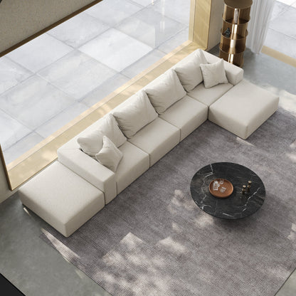 Modern 162-Inch Modular L-Shaped Sectional Sofa Set Free Combination Sofa Couch with 6 Pillows for Living Room Bedroom