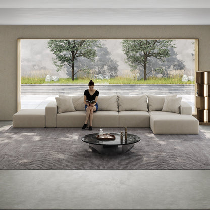 Modern 162-Inch Modular L-Shaped Sectional Sofa Set Free Combination Sofa Couch with 6 Pillows for Living Room Bedroom