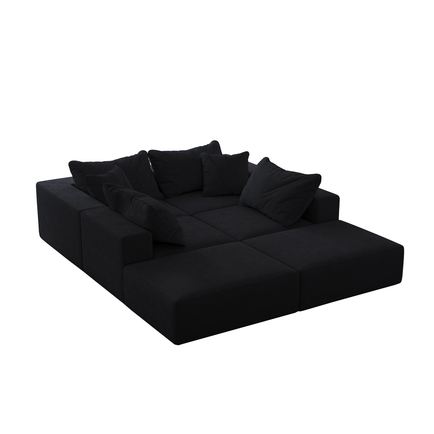 Modern 162-Inch Modular L-Shaped Sectional Sofa Set Free Combination Sofa Couch with 6 Pillows for Living Room Bedroom