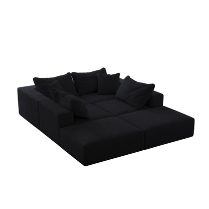 Modern 162-Inch Modular L-Shaped Sectional Sofa Set Free Combination Sofa Couch with 6 Pillows for Living Room Bedroom
