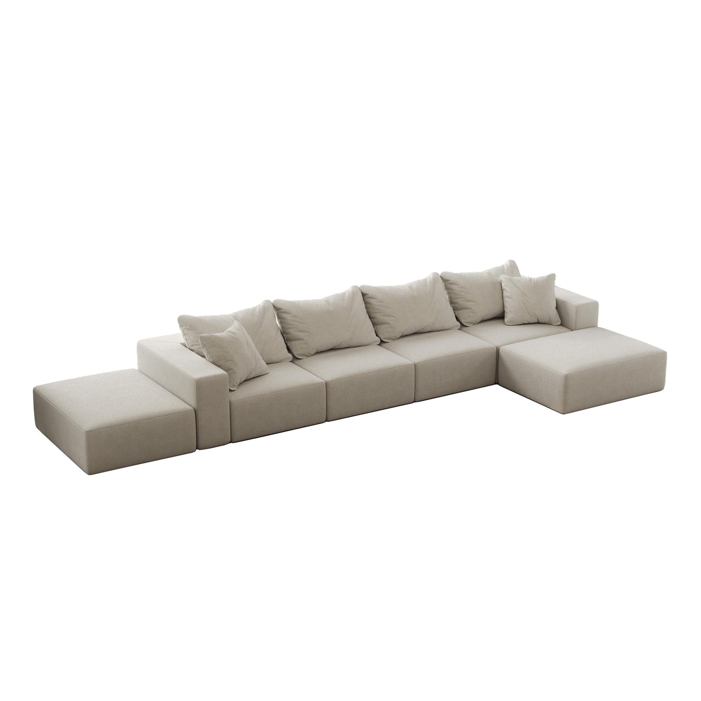 Modern 162-Inch Modular L-Shaped Sectional Sofa Set Free Combination Sofa Couch with 6 Pillows for Living Room Bedroom