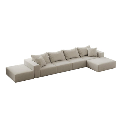 Modern 162-Inch Modular L-Shaped Sectional Sofa Set Free Combination Sofa Couch with 6 Pillows for Living Room Bedroom