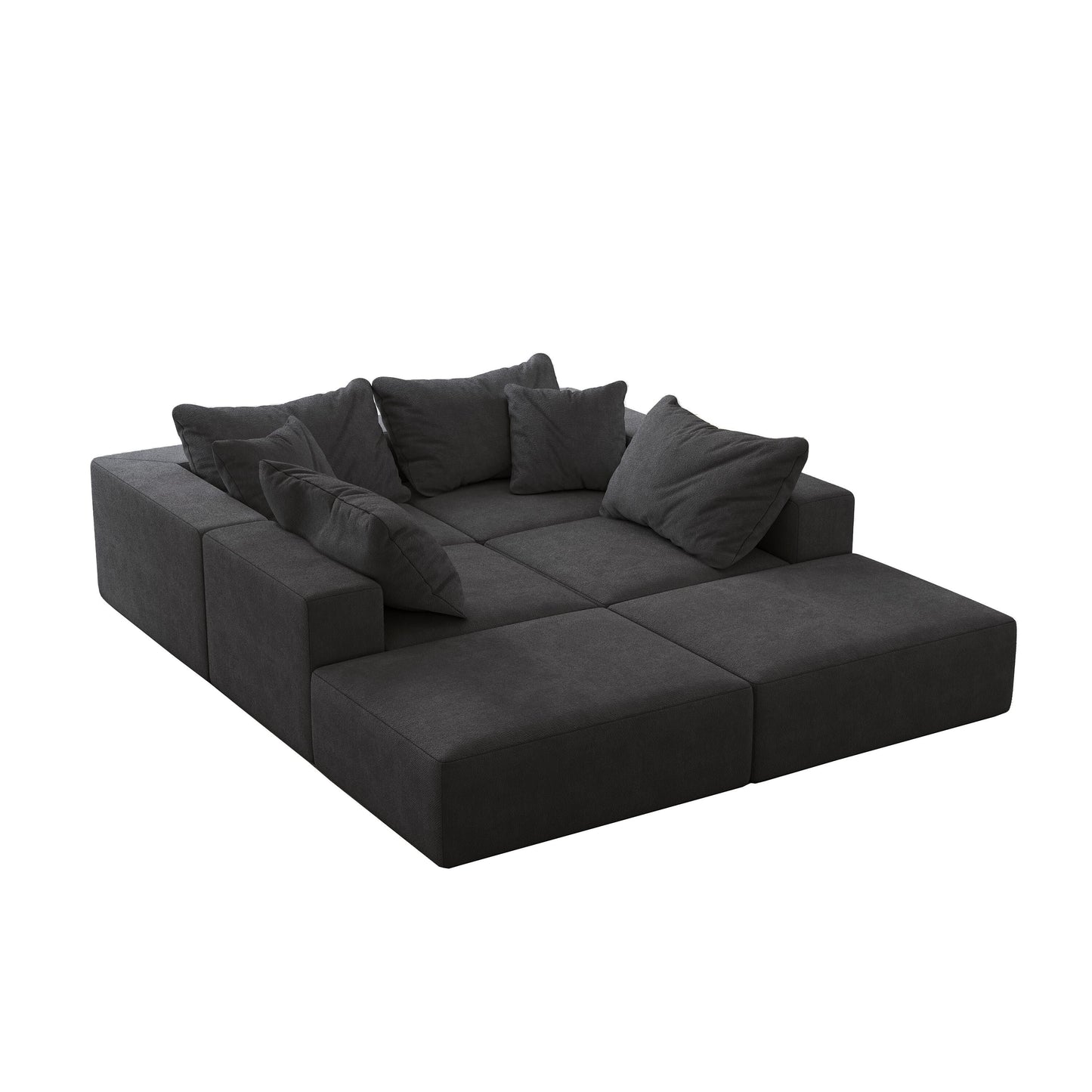 Modern 162-Inch Modular L-Shaped Sectional Sofa Set Free Combination Sofa Couch with 6 Pillows for Living Room Bedroom
