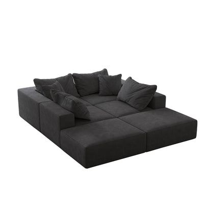 Modern 162-Inch Modular L-Shaped Sectional Sofa Set Free Combination Sofa Couch with 6 Pillows for Living Room Bedroom