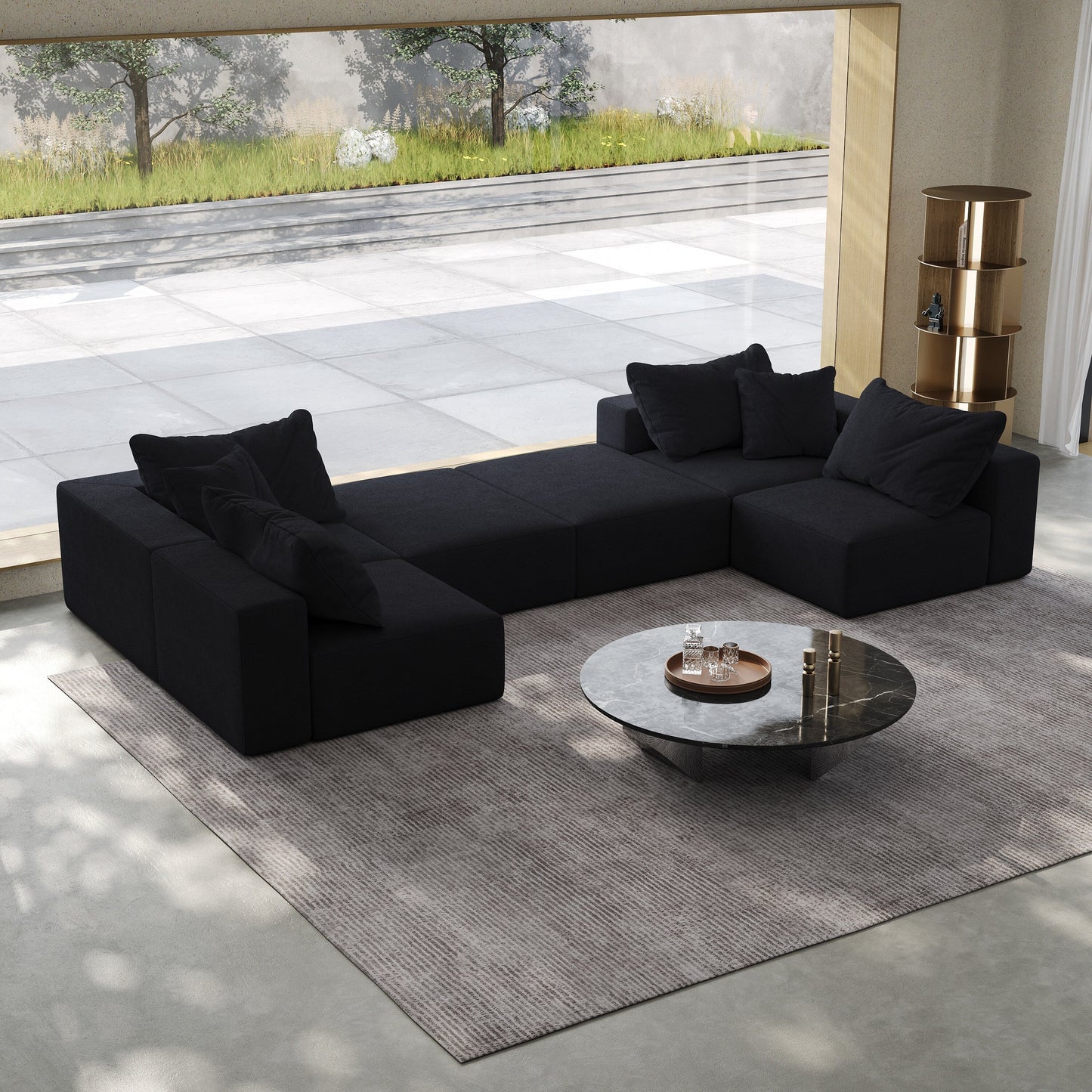 Modern 162-Inch Modular L-Shaped Sectional Sofa Set Free Combination Sofa Couch with 6 Pillows for Living Room Bedroom