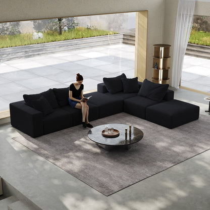 Modern 162-Inch Modular L-Shaped Sectional Sofa Set Free Combination Sofa Couch with 6 Pillows for Living Room Bedroom