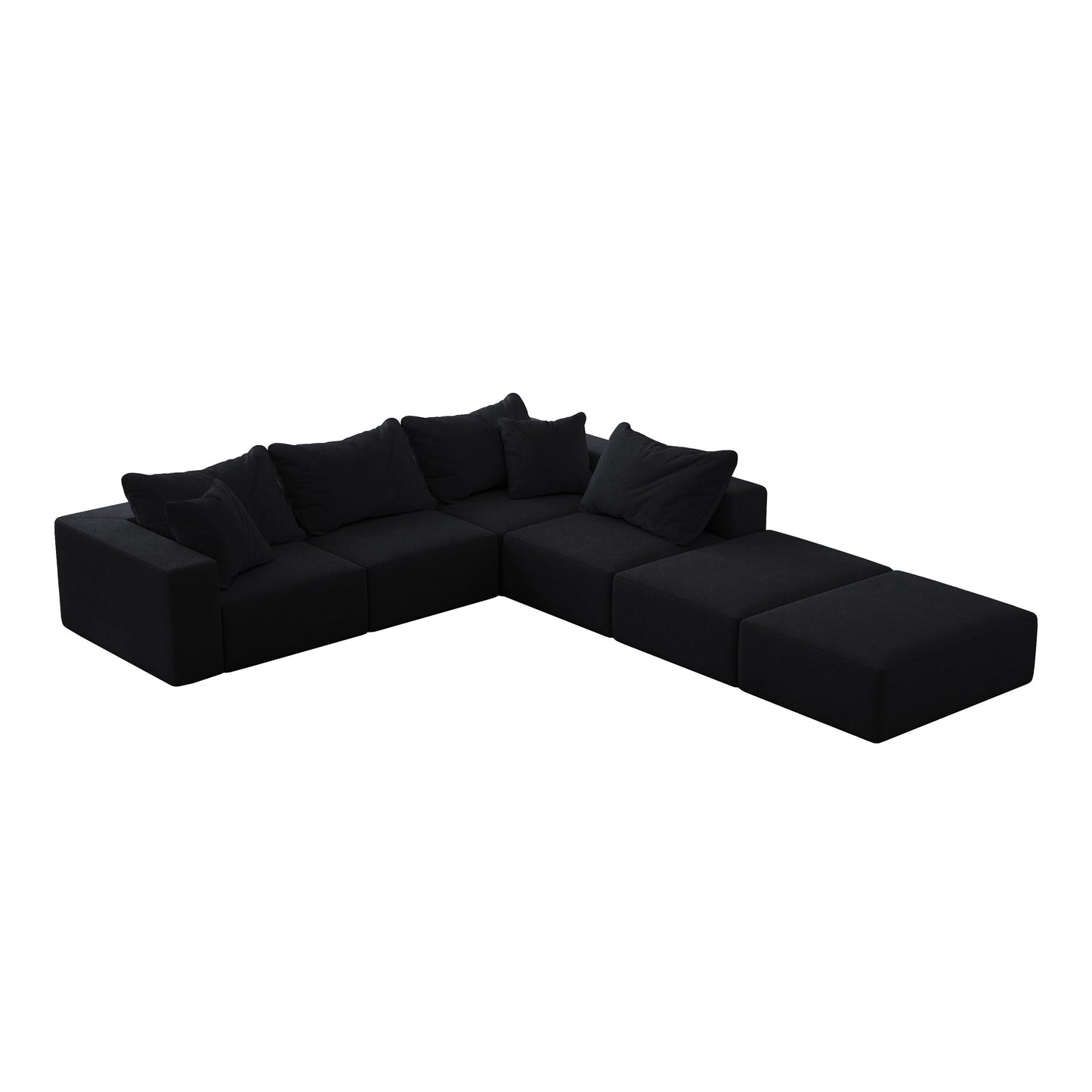 Modern 162-Inch Modular L-Shaped Sectional Sofa Set Free Combination Sofa Couch with 6 Pillows for Living Room Bedroom