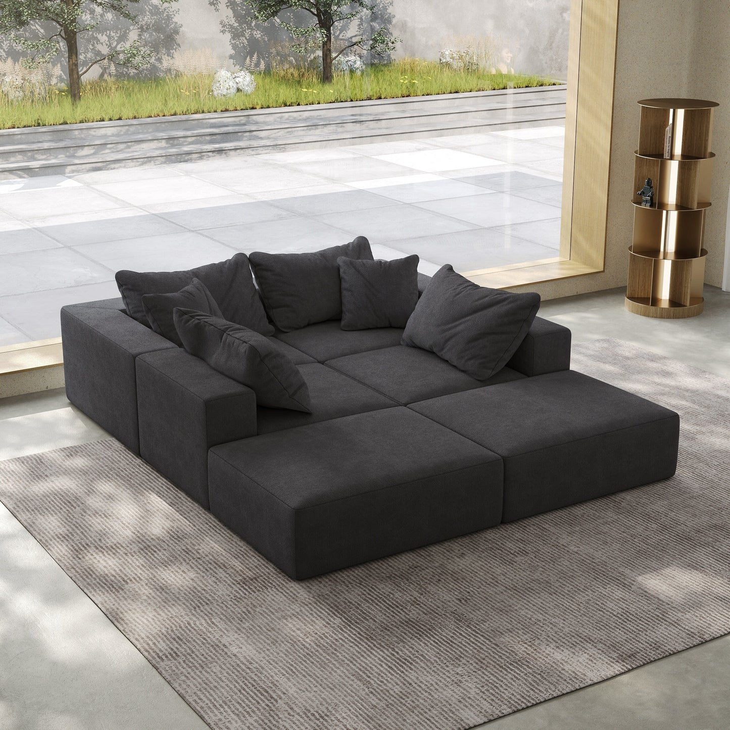 Modern 162-Inch Modular L-Shaped Sectional Sofa Set Free Combination Sofa Couch with 6 Pillows for Living Room Bedroom
