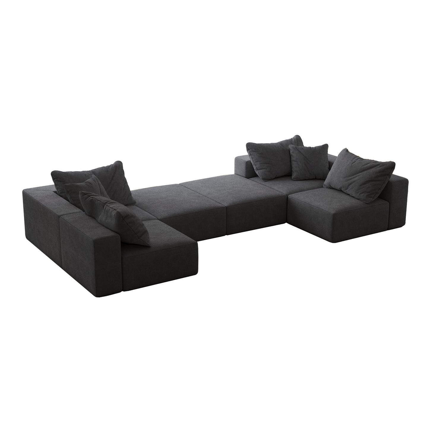 Modern 162-Inch Modular L-Shaped Sectional Sofa Set Free Combination Sofa Couch with 6 Pillows for Living Room Bedroom