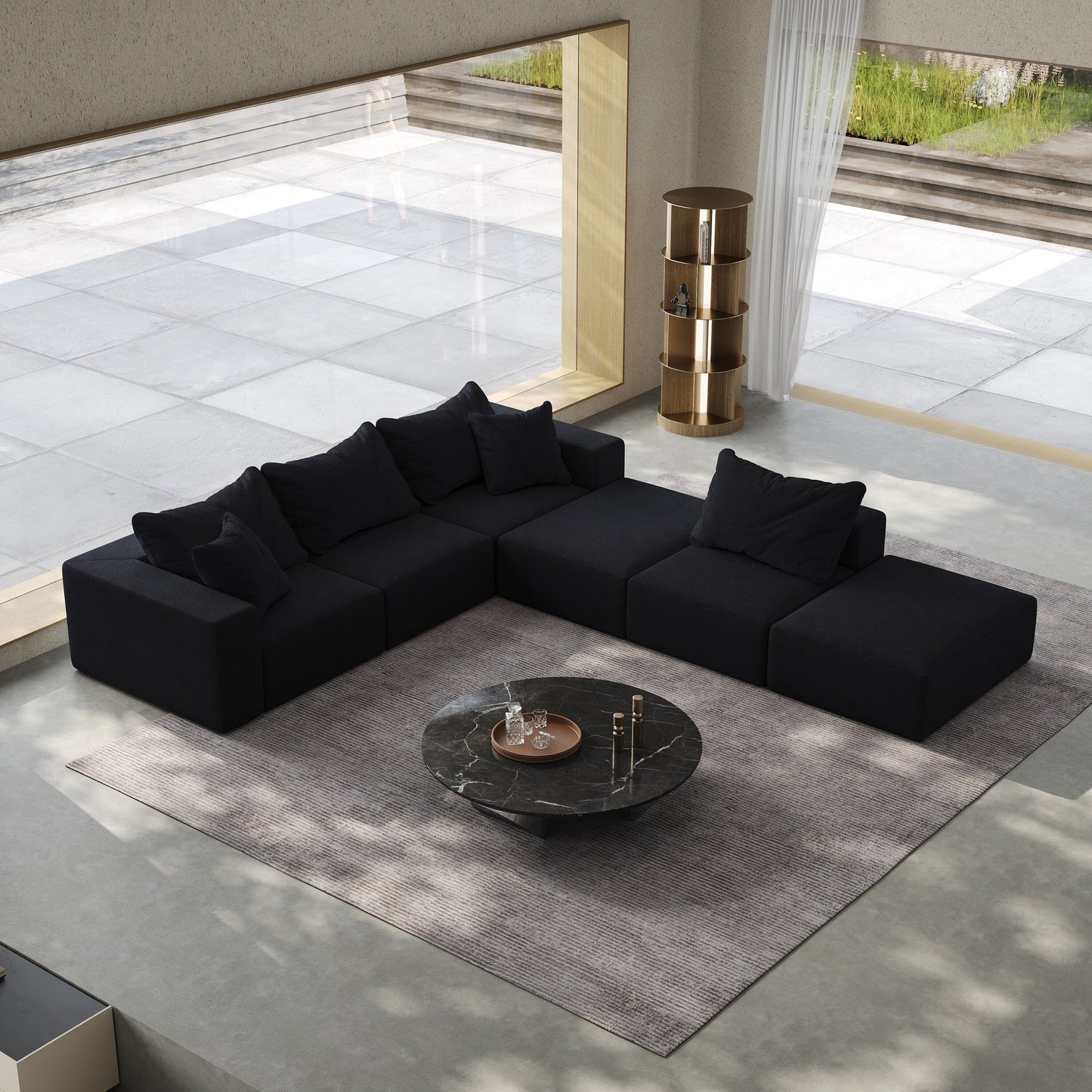 Modern 162-Inch Modular L-Shaped Sectional Sofa Set Free Combination Sofa Couch with 6 Pillows for Living Room Bedroom