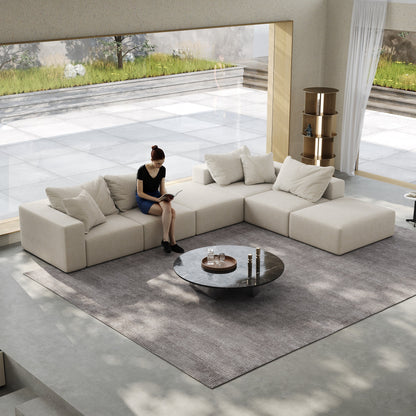 Modern 162-Inch Modular L-Shaped Sectional Sofa Set Free Combination Sofa Couch with 6 Pillows for Living Room Bedroom