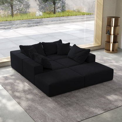 Modern 162-Inch Modular L-Shaped Sectional Sofa Set Free Combination Sofa Couch with 6 Pillows for Living Room Bedroom