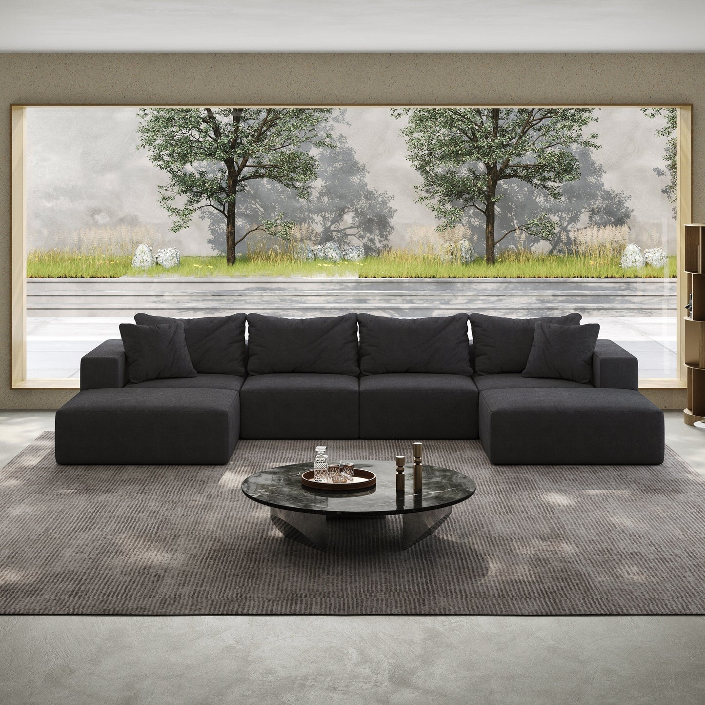 Modern 162-Inch Modular L-Shaped Sectional Sofa Set Free Combination Sofa Couch with 6 Pillows for Living Room Bedroom