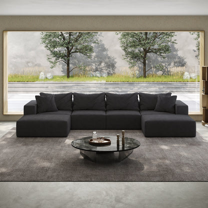 Modern 162-Inch Modular L-Shaped Sectional Sofa Set Free Combination Sofa Couch with 6 Pillows for Living Room Bedroom