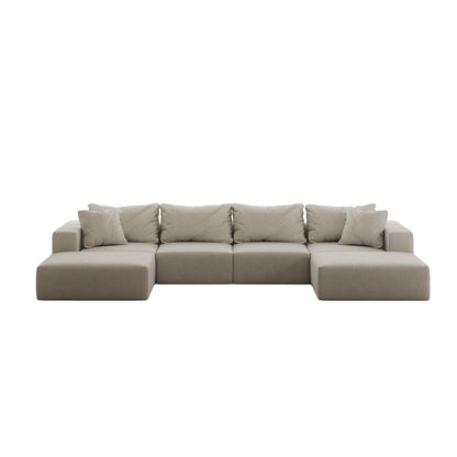 Modern 162-Inch Modular L-Shaped Sectional Sofa Set Free Combination Sofa Couch with 6 Pillows for Living Room Bedroom