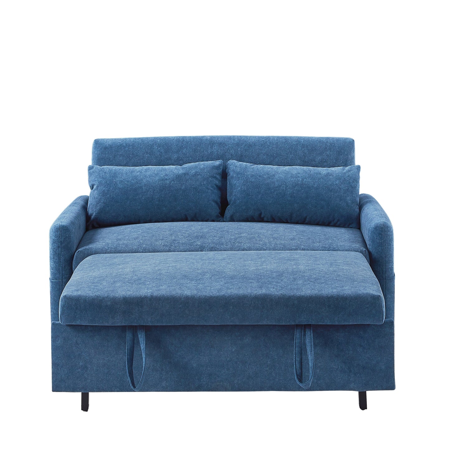 Modern 2 Seat Couch, Microfiber Pull Out Sleep Sofa Bed wih Adjsutable Backrest, Storage Pockets, 2 Soft Pillows, USB Ports