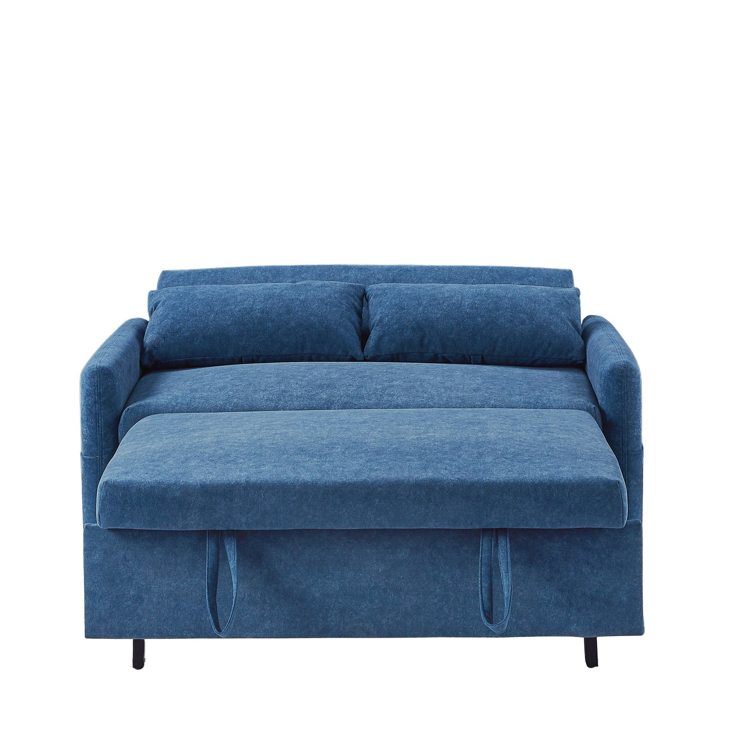 Modern 2 Seat Couch, Microfiber Pull Out Sleep Sofa Bed wih Adjsutable Backrest, Storage Pockets, 2 Soft Pillows, USB Ports