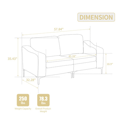 Modern 2-Seat Modular Sectional Sofa Corduroy Armchair Couch for Living Room Office