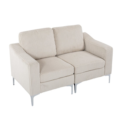 Modern 2-Seat Modular Sectional Sofa Corduroy Armchair Couch for Living Room Office