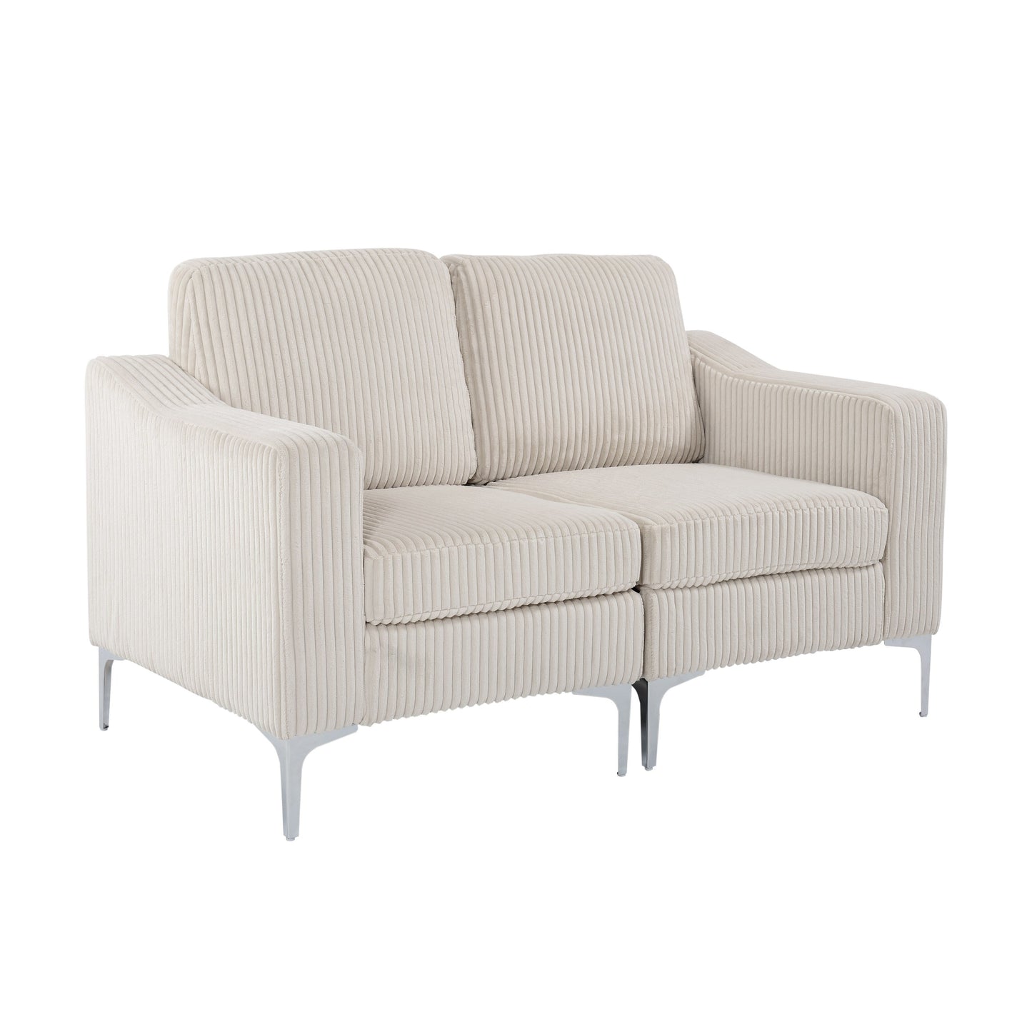 Modern 2-Seat Modular Sectional Sofa Corduroy Armchair Couch for Living Room Office