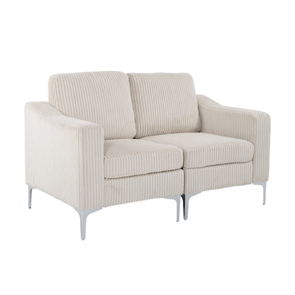 Modern 2-Seat Modular Sectional Sofa Corduroy Armchair Couch for Living Room Office