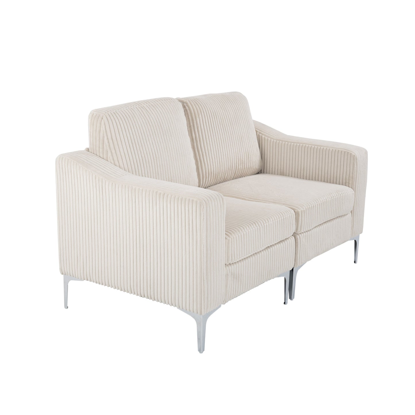 Modern 2-Seat Modular Sectional Sofa Corduroy Armchair Couch for Living Room Office