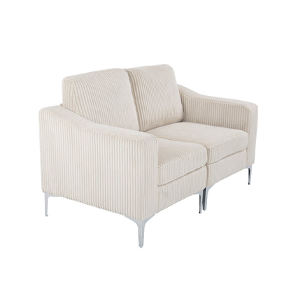 Modern 2-Seat Modular Sectional Sofa Corduroy Armchair Couch for Living Room Office