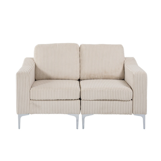 Modern 2-Seat Modular Sectional Sofa Corduroy Armchair Couch for Living Room Office