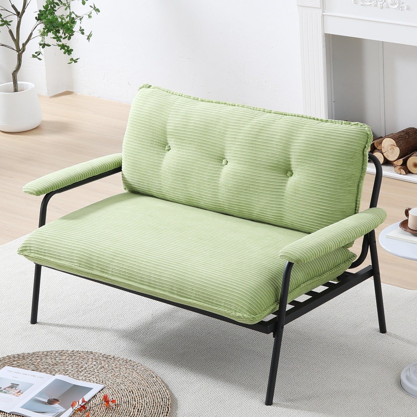 Modern 2-Seater Sofa 53 Inch Compact Size Metal Frame Polyester Blend for Apartment Living Room